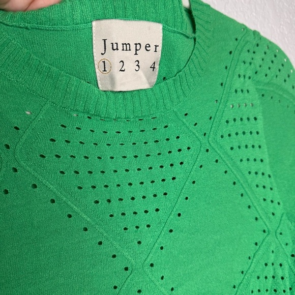 Jumper 1234 Green Diamond Pattern Long Sleeve Chic Coloful Statement Layering - Picture 2 of 6